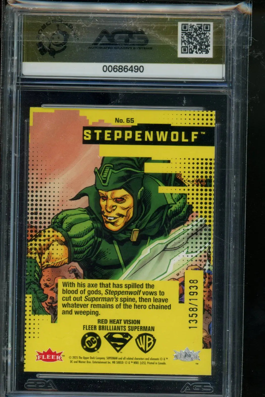 2025 Fleer Brilliants Superman Steppenwolf Read Heat 1358/1938 #65 AGS 9.5 - DC Card Single