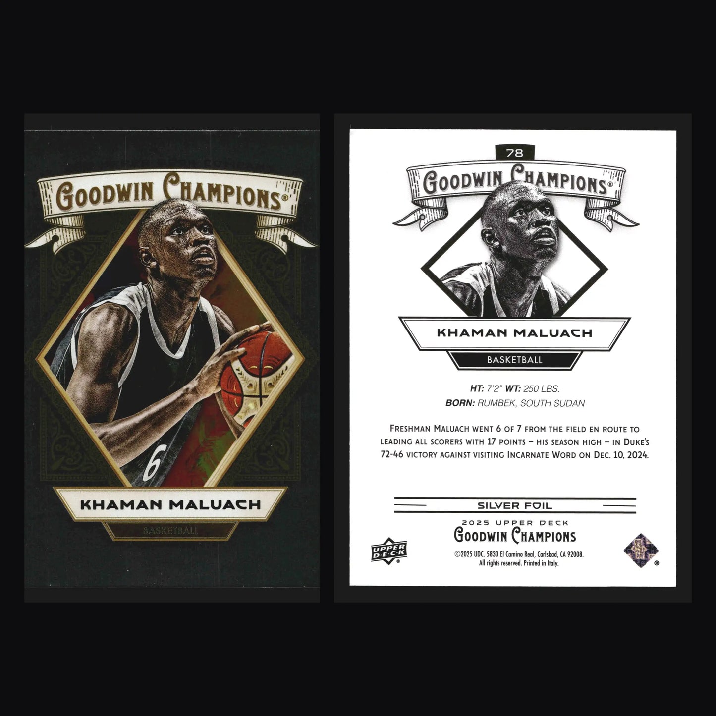2025 Goodwin Champions Khaman Maluach #78 Silver Foil Suns RC - Basketball Card Single