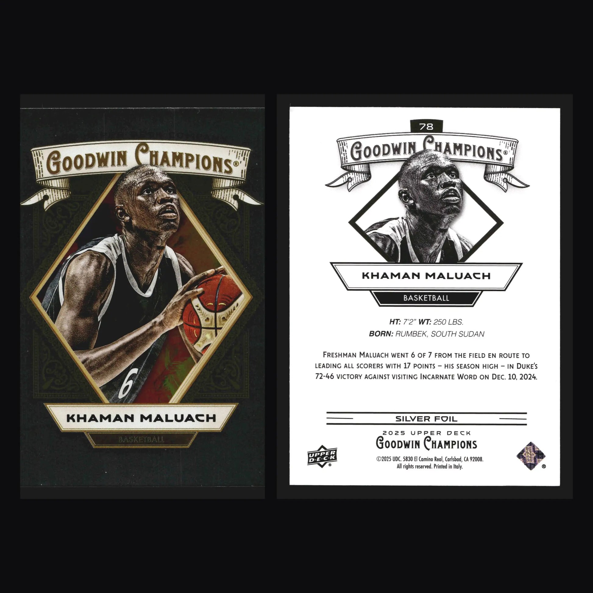 2025 Goodwin Champions Khaman Maluach #78 Silver Foil Suns RC - Basketball Card Single