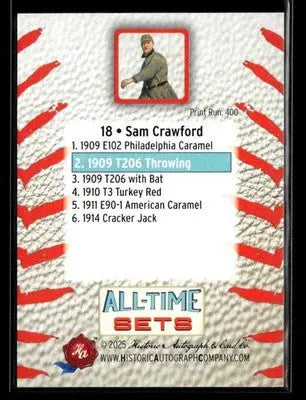 2025 HA All-Time Sets Sam Crawford #18 Tier 2 #/400 1909 T206 Throwing Tigers - Baseball Card Single