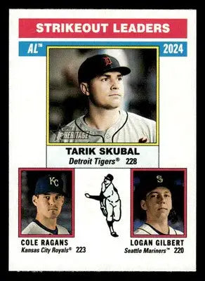 2025 Heritage #204 AL Strikeout Lead (Logan Gilbert/Tarik Skubal/Cole Ragans) - Baseball Card Single