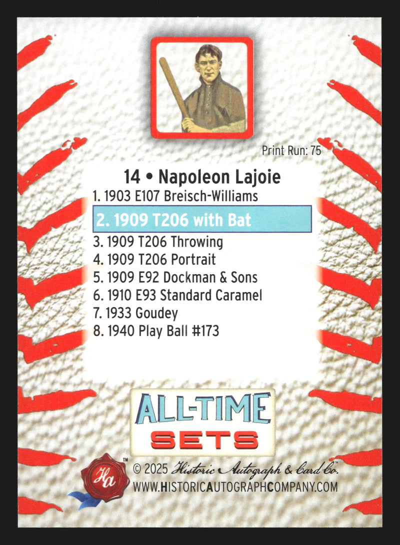2025 Historic Autographs All-Time Sets #14 Napoleon Lajoie /75 HOF