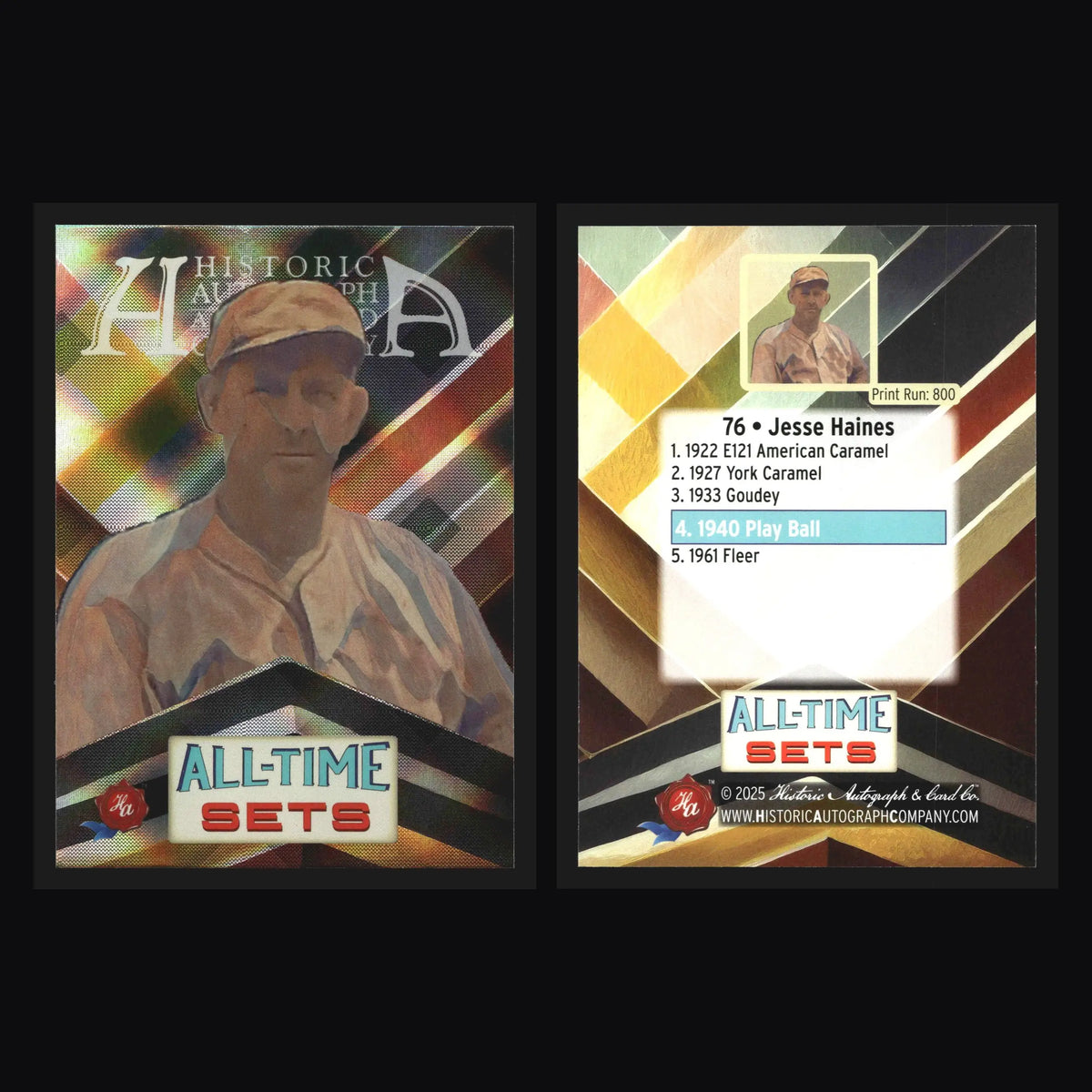 2025 Historic Autographs All-Time Sets Jesse Haines #76 Tier 1 /800 HOF - Baseball Card Single