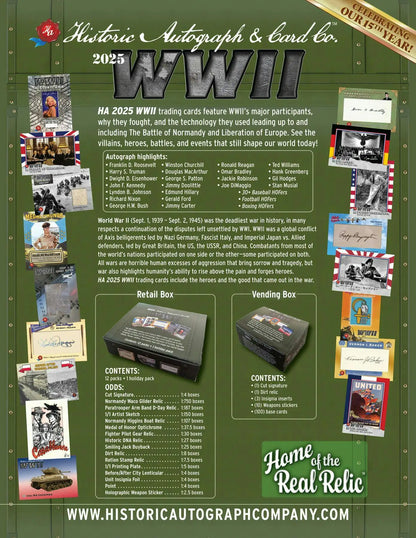 2025 Historic Autographs World War II Hobby Box | Columbia Sports Cards - Sport Card Hobby Boxes