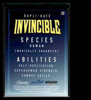 2025 Keepsake Invincible Season 1 Dupli-Kate #30 Blue - Entertainment Card Single