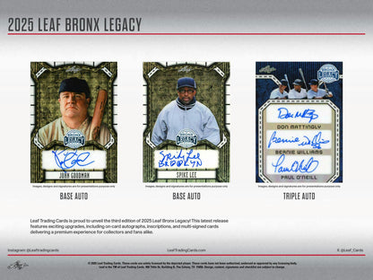 2025 Leaf Bronx Legacy Baseball Hobby Box | Columbia Sports Cards