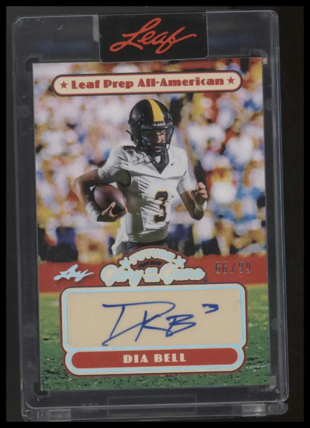 Autographed Dia Bell Leaf Glory of the Game Future Glory Holo Silver football card