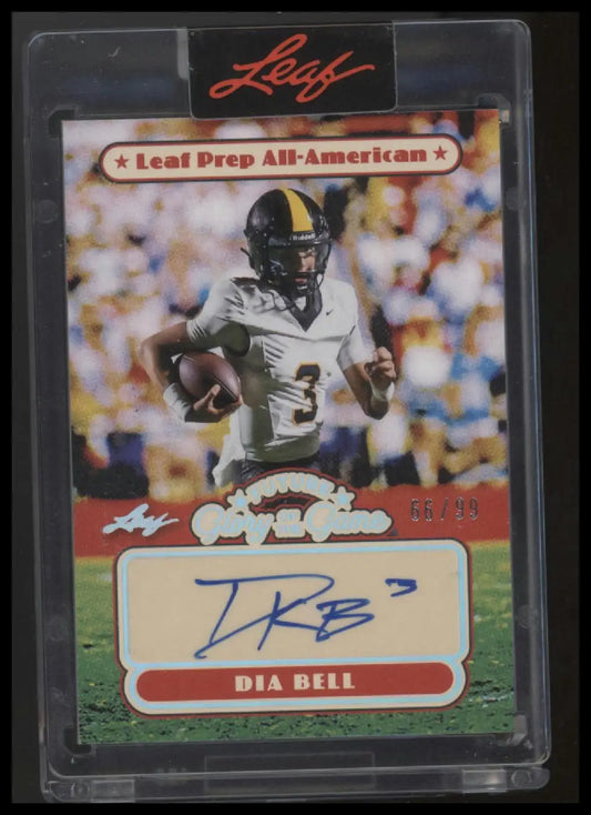 Autographed Dia Bell Leaf Glory of the Game Future Glory Holo Silver football card
