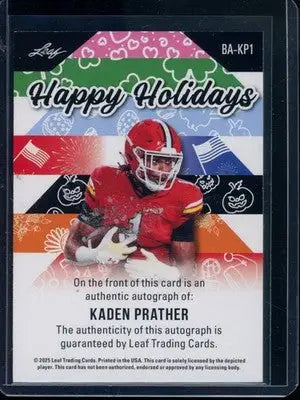2025 Leaf Happy Holidays Kaden Prather #BA-KP1 Football - Football Card Single