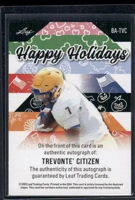 2025 Leaf Happy Holidays Trevonte’ Citizen #BA-TVC Football - Football Card Single