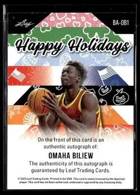 2025 Leaf Holiday #BA-OB1 Omaha Biliew Happy Holidays - Basketball Card Single