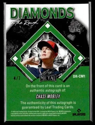 2025 Leaf Metal #DR-CM1 Chase Mobley Diamond in the Rough Prismatic Green - Baseball Card Single