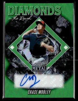 2025 Leaf Metal #DR-CM1 Chase Mobley Diamond in the Rough Prismatic Green - Baseball Card Single