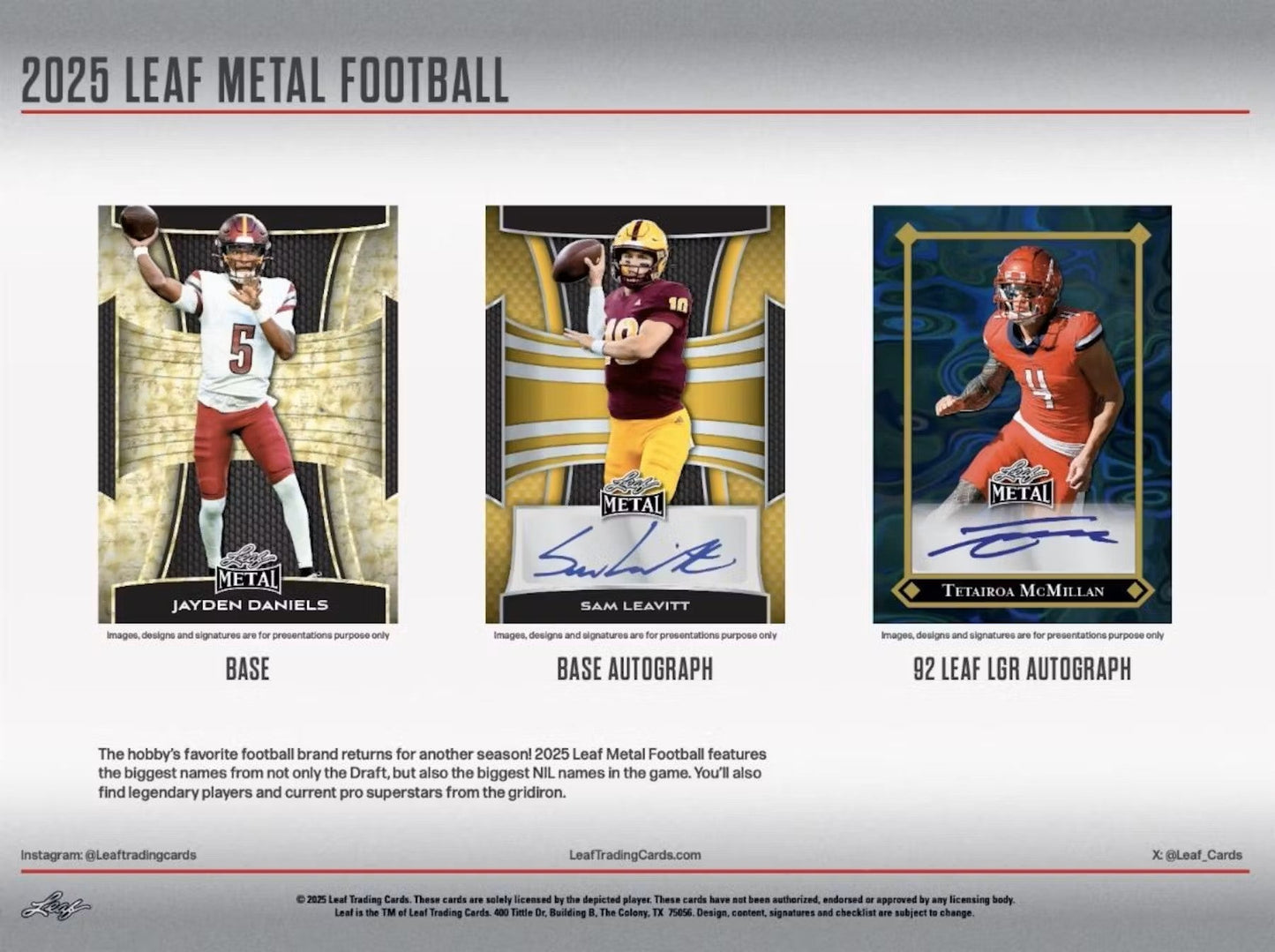 2025 Leaf Metal Football Hobby Jumbo Box