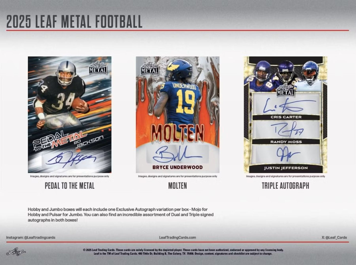 2025 Leaf Metal Football Hobby Jumbo Box