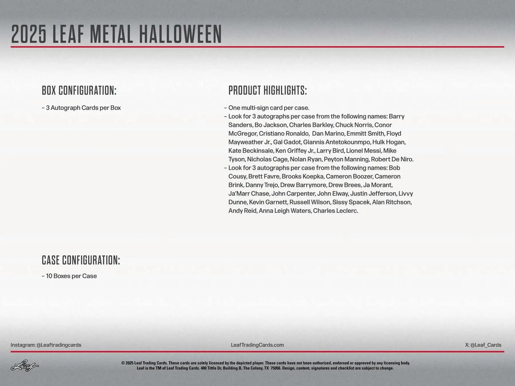 2025 Leaf Metal Halloween Hobby Box | Columbia Sports Cards - Sports Card Hobby Boxes