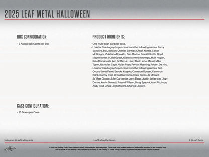 2025 Leaf Metal Halloween Hobby Box | Columbia Sports Cards - Sports Card Hobby Boxes
