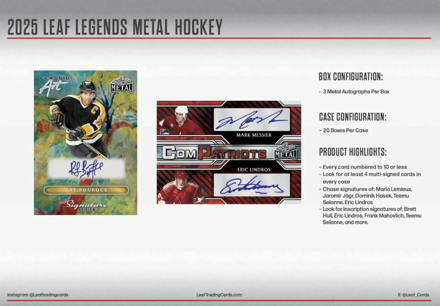 2025 Leaf Metal Legends Hockey Hobby Box - Sports Card Hobby Boxes