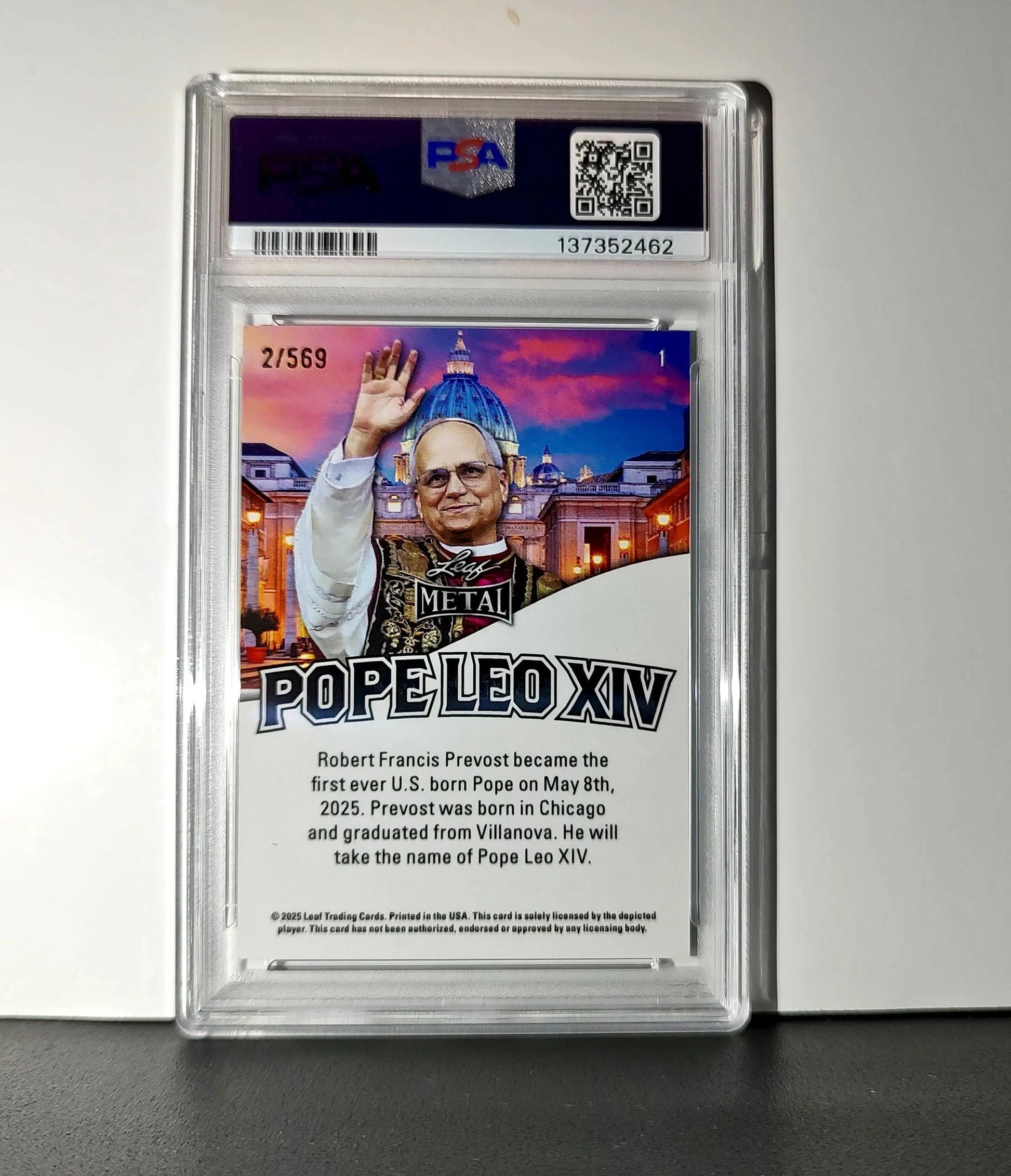2025 Leaf Metal Pope Leo XIV 2/569 #1 Deep Dish Pizza Variant PSA 9 Mint - Other