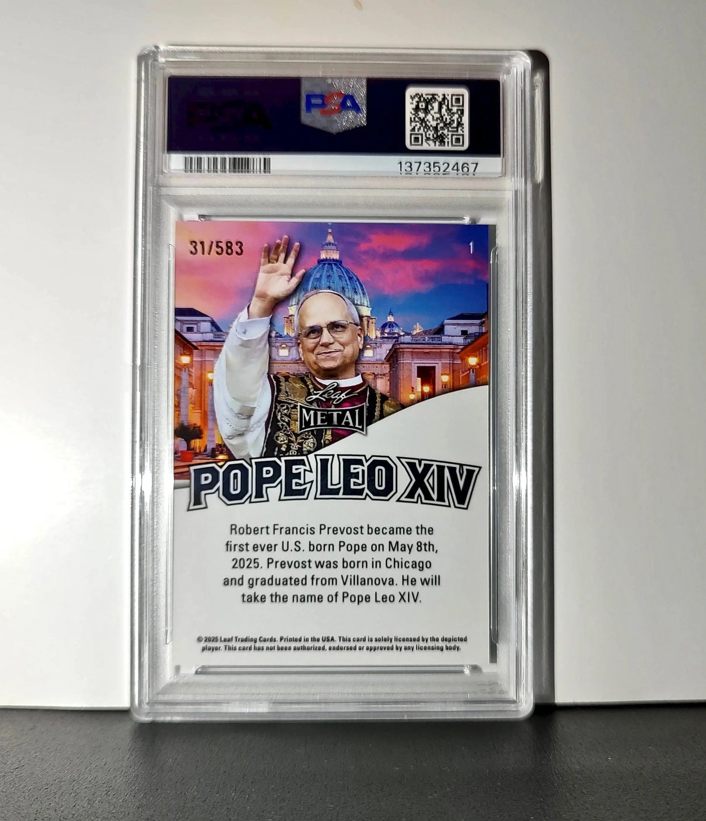 2025 Leaf Metal Pope Leo XIV 31/583 #1 Snow Variant PSA 9 Mint - Other