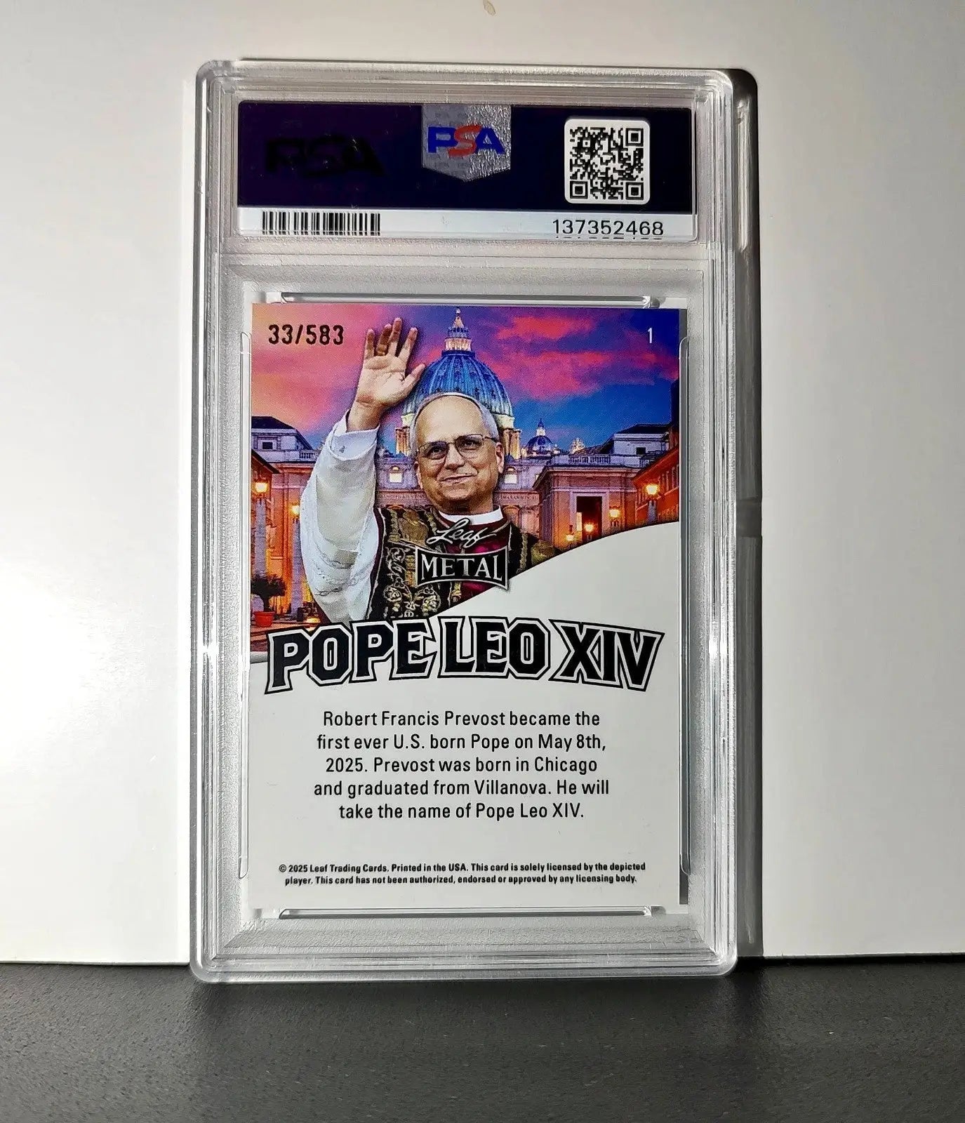 2025 Leaf Metal Pope Leo XIV 33/583 #1 Snow Variant PSA 9 Mint - Other
