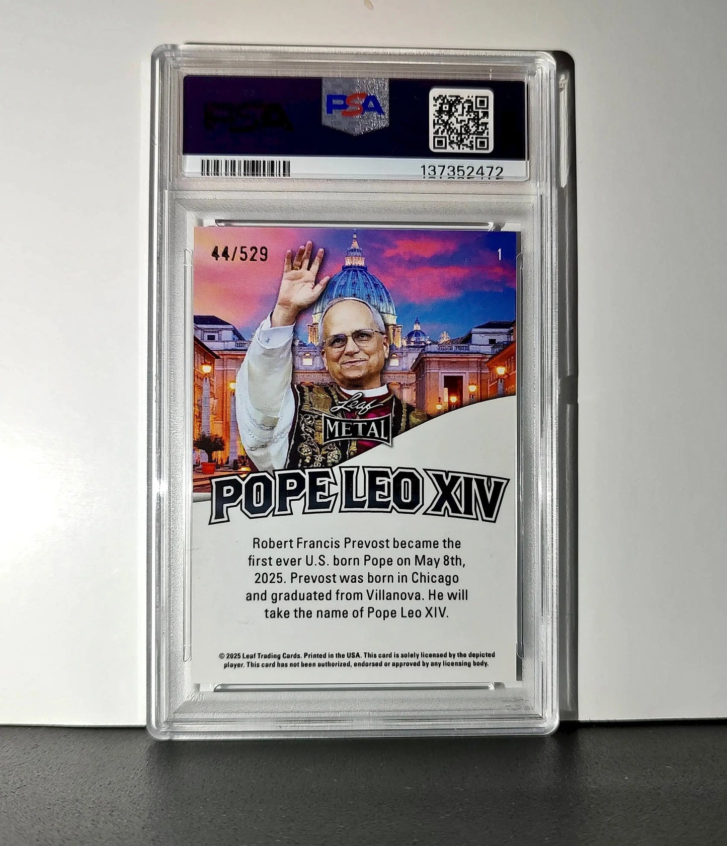 2025 Leaf Metal Pope Leo XIV 44/529 #1 Hot Dog Variant PSA 9 Mint - Other
