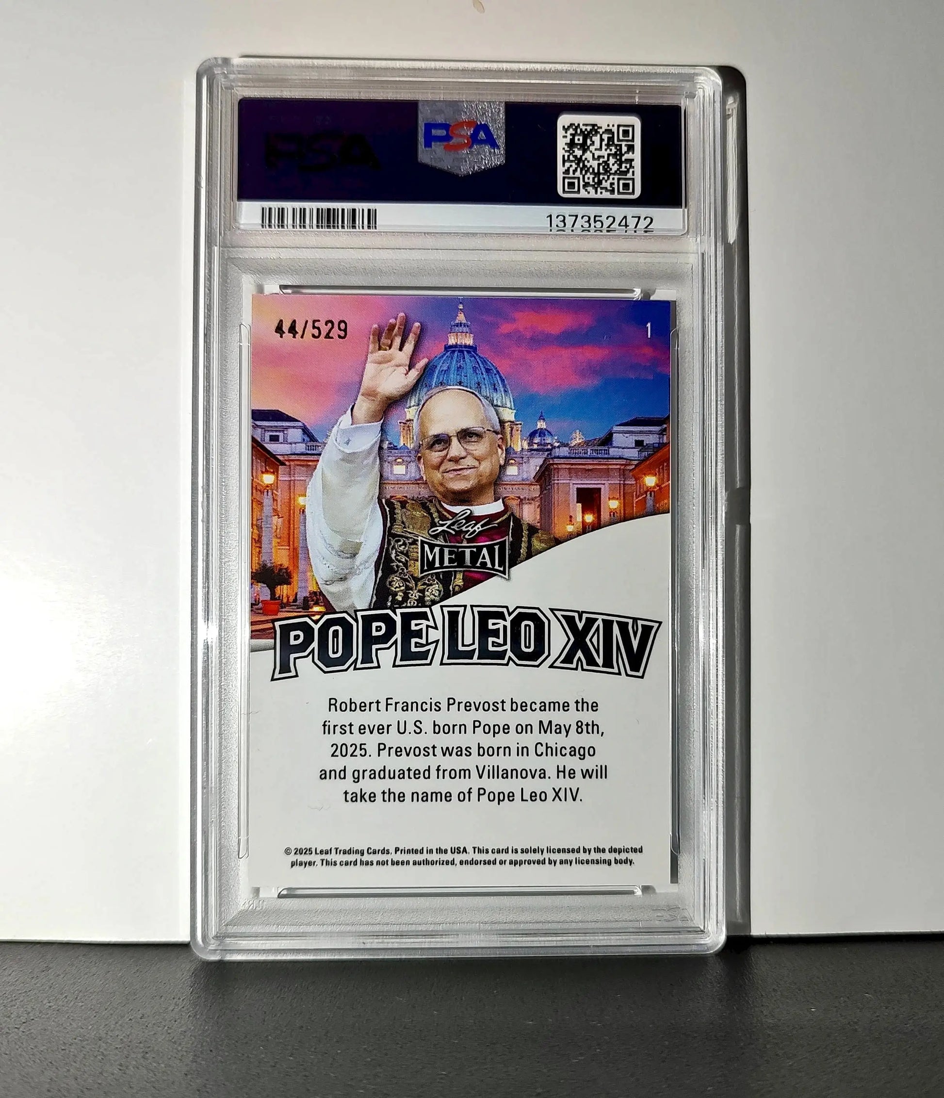 2025 Leaf Metal Pope Leo XIV 44/529 #1 Hot Dog Variant PSA 9 Mint - Other