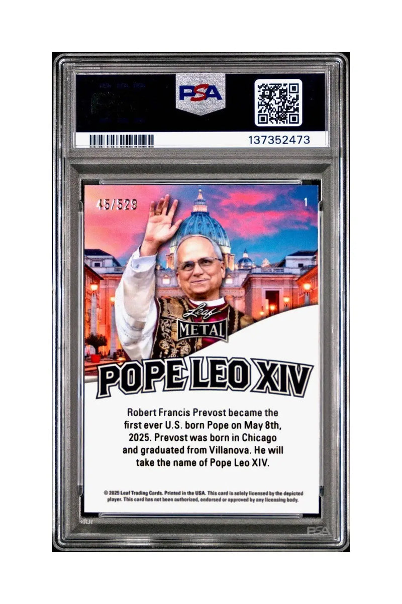 2025 Leaf Metal Pope Leo XIV 45/529 #1 Hot Dog Variant PSA 9 Mint - Other