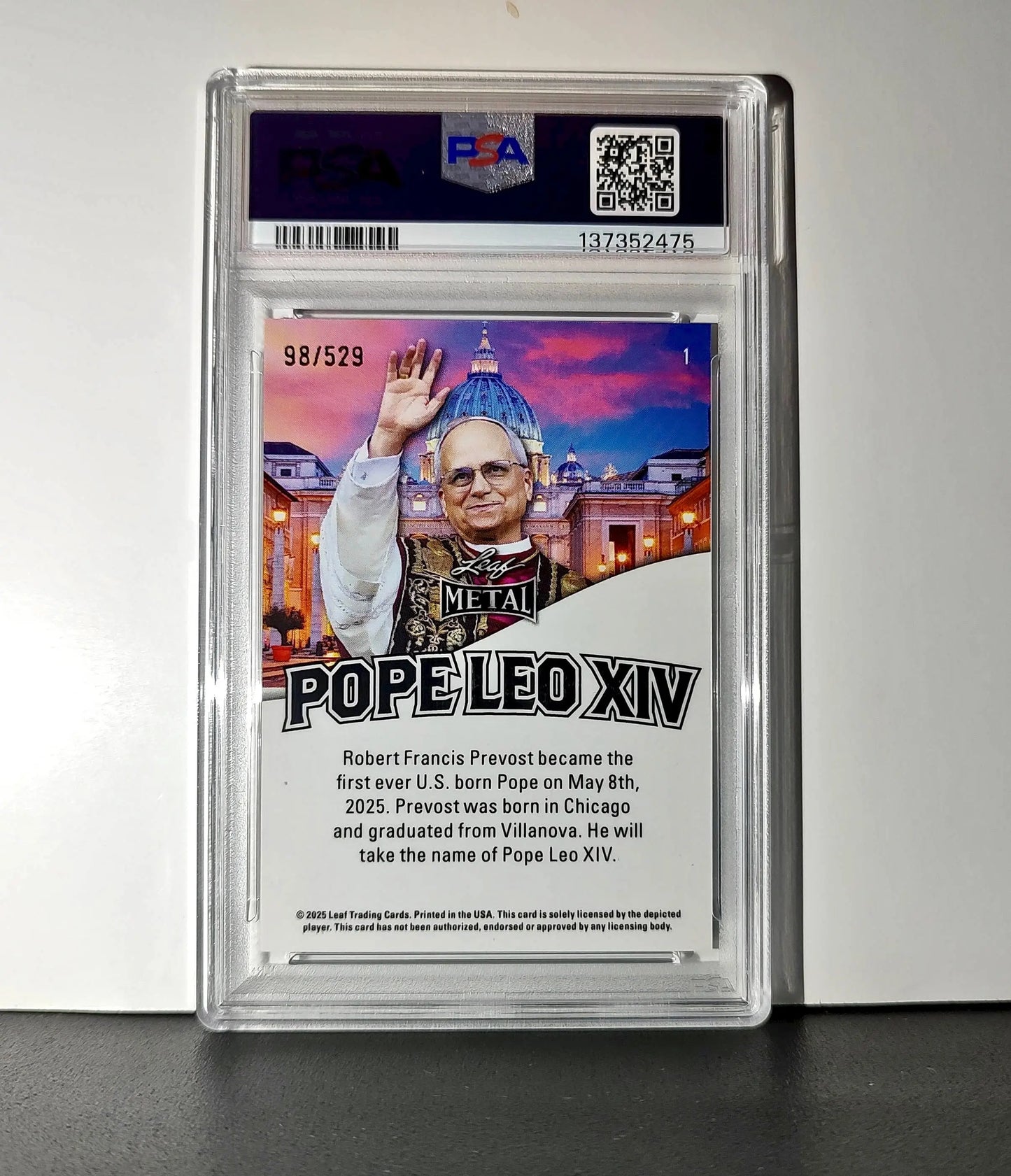 2025 Leaf Metal Pope Leo XIV 98/529 #1 Hot Dog Variant PSA 8 NM-Mint - Other