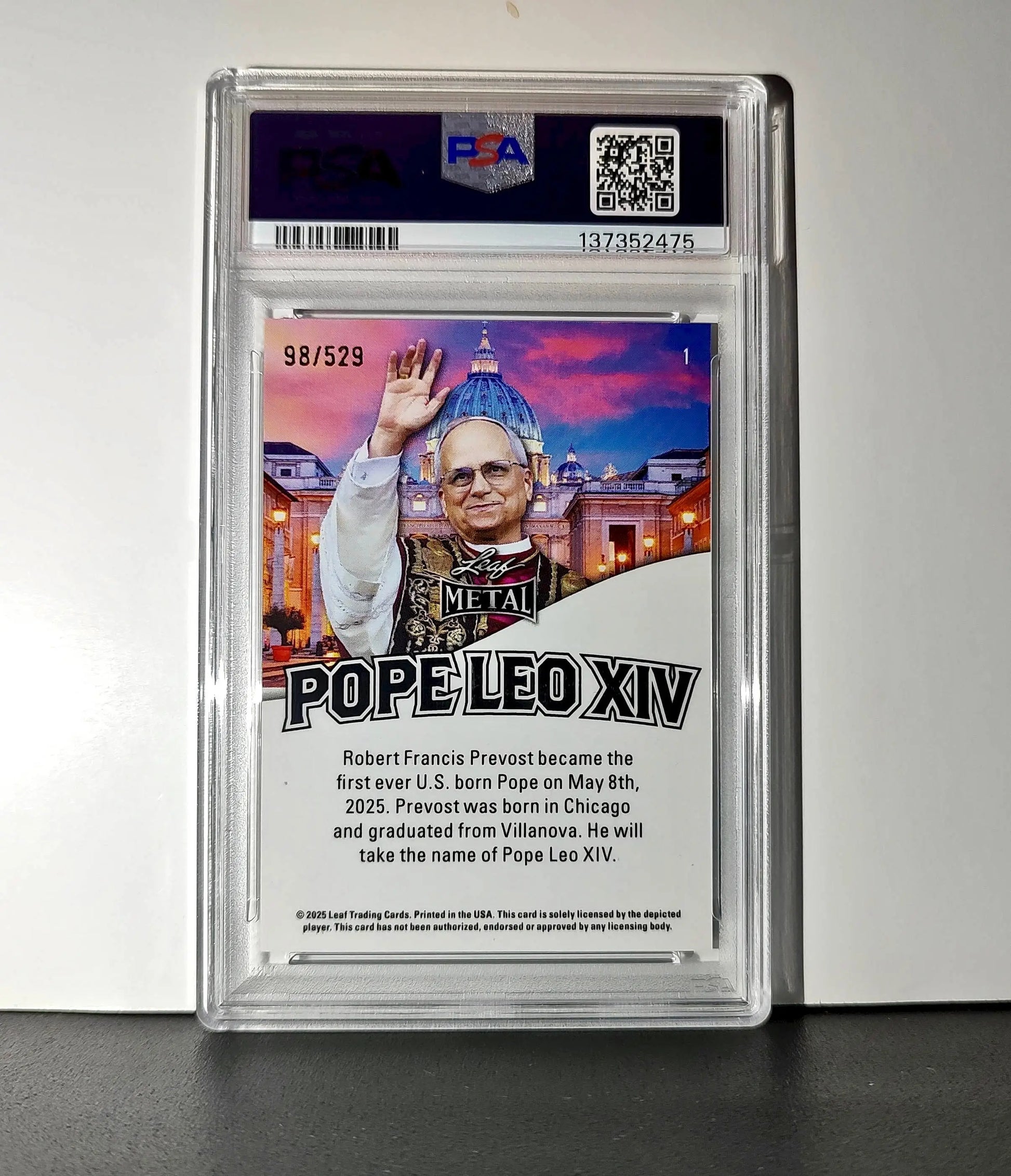 2025 Leaf Metal Pope Leo XIV 98/529 #1 Hot Dog Variant PSA 8 NM-Mint - Other