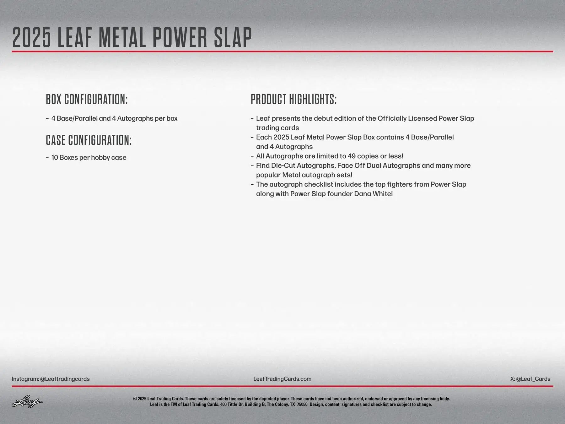 2025 Leaf Metal Power Slap Hobby Box | Columbia Sports Cards - Sports Card Hobby Boxes