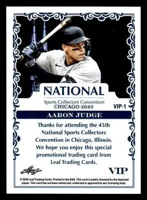 2025 Leaf National Sports Collectors Convention VIP #VIP-1 Aaron Judge