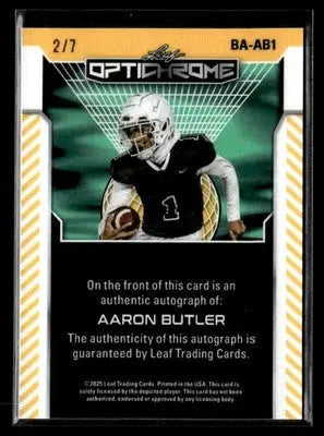 2025 Leaf Optichrome #BA-AB1 Aaron Butler Base Autos Prismatic Platinum Blue - Other