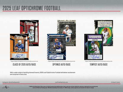 2025 Leaf Optichrome Football Hobby Box | Columbia Sports Cards