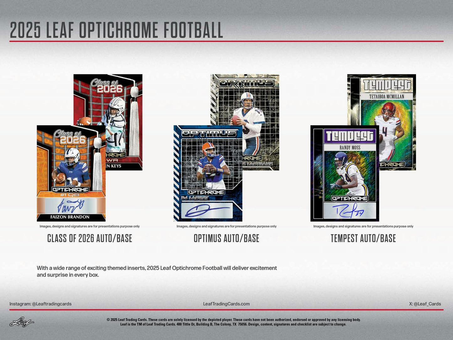 2025 Leaf Optichrome Football Hobby Jumbo Box | Columbia Sports Cards