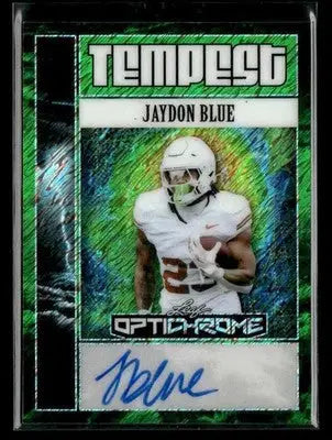 2025 Leaf Optichrome #TA-JB1 Jaydon Blue Tempest Autographs Green #6/6 Bookend! - Football Card Single