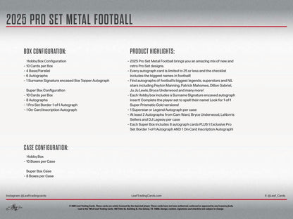 2025 Leaf Pro Set Metal Football Hobby Box
