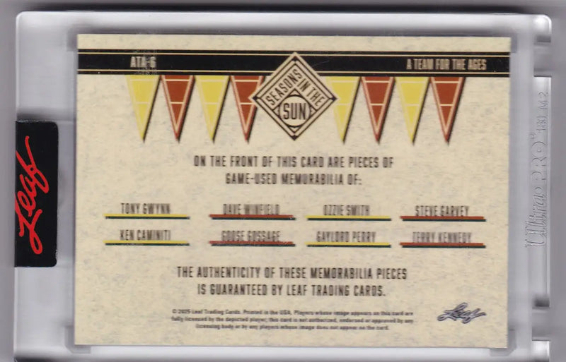 2025 Leaf Seasons in the Sun #ATA-6 1/6 Tony Gwynn Ozzie Smith Dave Winfield - Baseball Card Single