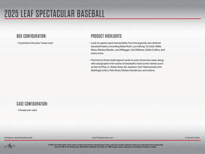 2025 Leaf Spectacular Baseball Hobby Box | Columbia Sports Cards