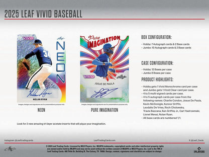 2025 Leaf Vivid Baseball Hobby Jumbo Box | Columbia Sports Cards - Sports Card Hobby Boxes