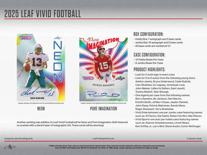 2025 Leaf Vivid Football Hobby Box | Columbia Sports Cards - Sports Card Hobby Boxes