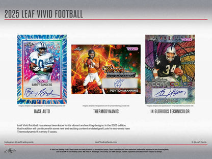 2025 Leaf Vivid Football Hobby Box | Columbia Sports Cards - Sports Card Hobby Boxes