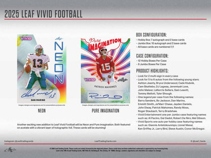 2025 Leaf Vivid Football Hobby Jumbo Box | Columbia Sports Cards