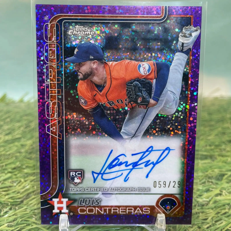 2025 Luis Contreras Topps Chrome Rookie Auto Astros Purple Speckle Refractor/299 - Baseball Card Single