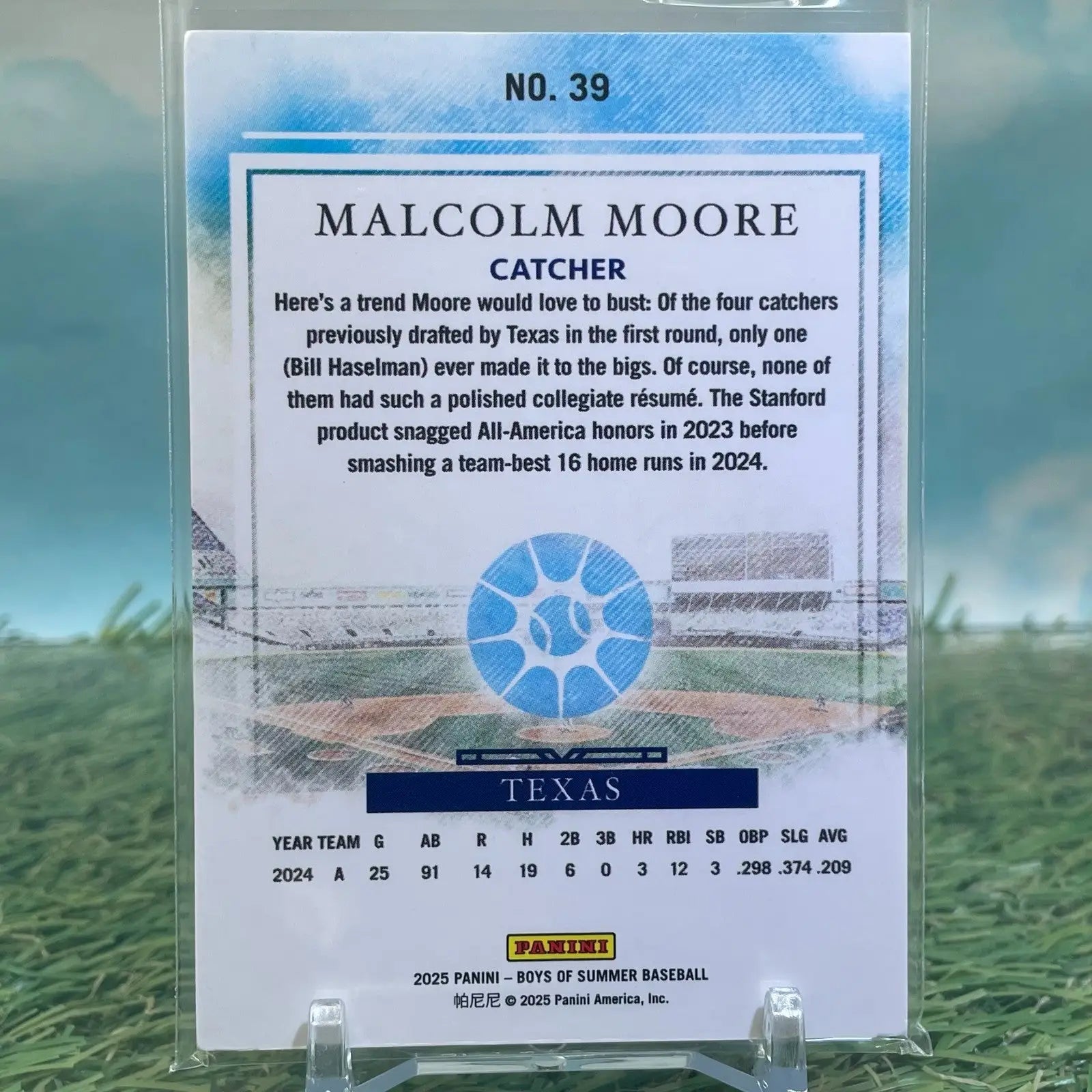2025 Malcolm Moore Panini Boys of Summer #39 /175 Texas Rangers - Baseball Card Single