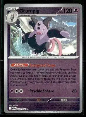 2025 Mega Evolution Grumpig #063/132 Reverse Holo Uncommon NM - Pokémon Card Single