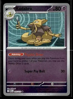 2025 Mega Evolution Kadabra #055/132 Reverse Holo Uncommon NM - Pokémon Card Single