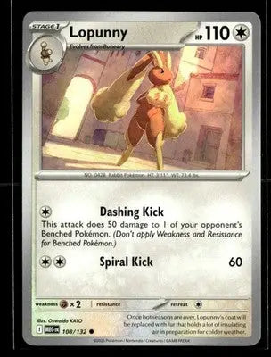 2025 Mega Evolution Lopunny #108/132 Base Common NM - Pokémon Card Single