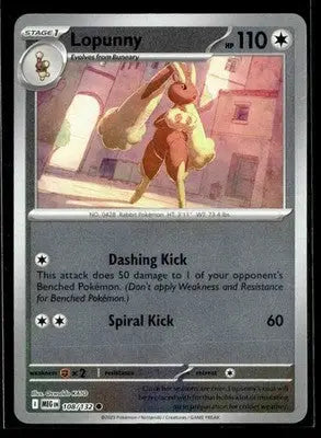 2025 Mega Evolution Lopunny #108/132 Reverse Holo Common NM - Pokémon Card Single