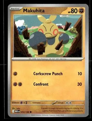 2025 Mega Evolution Makuhita #072/132 Base Common NM - Pokémon Card Single